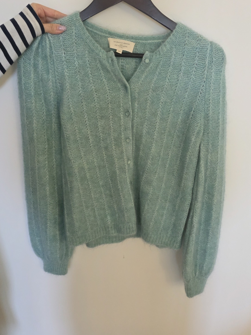 Sezane Amance Cardigan - Sea Green